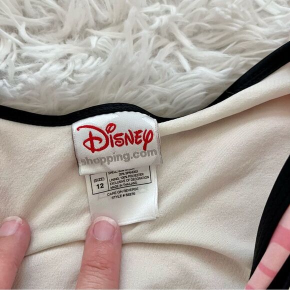 Disney Mickey Mouse Tankini swimsuit top pink tropical flowers shelf bra size 12 - Picture 6 of 7